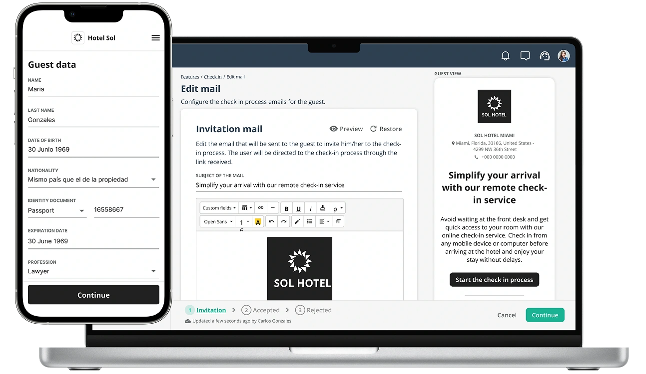 Sistema de check-in inteligente GuestHub