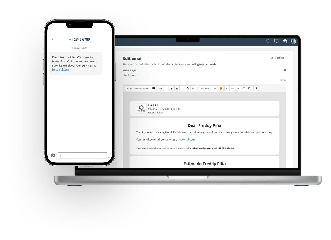 GuestHub email and SMS system