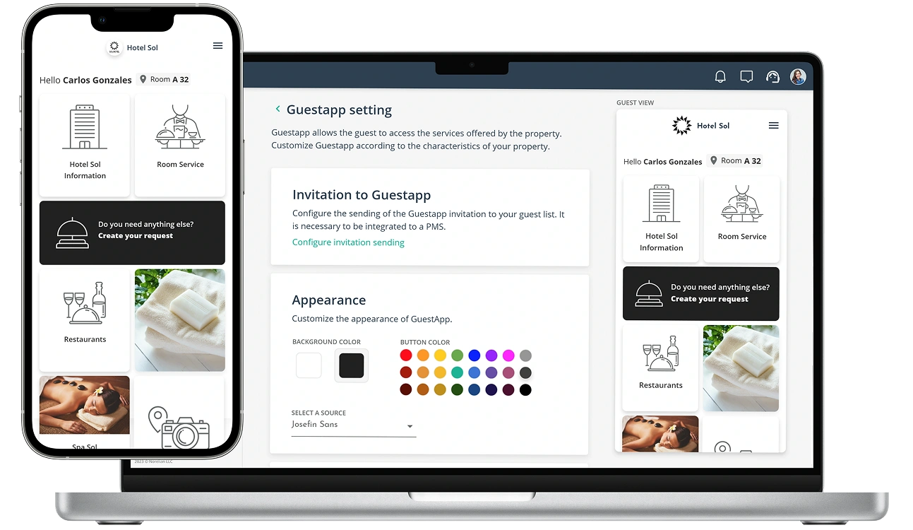 Aplicación móvil GuestHub para huéspedes