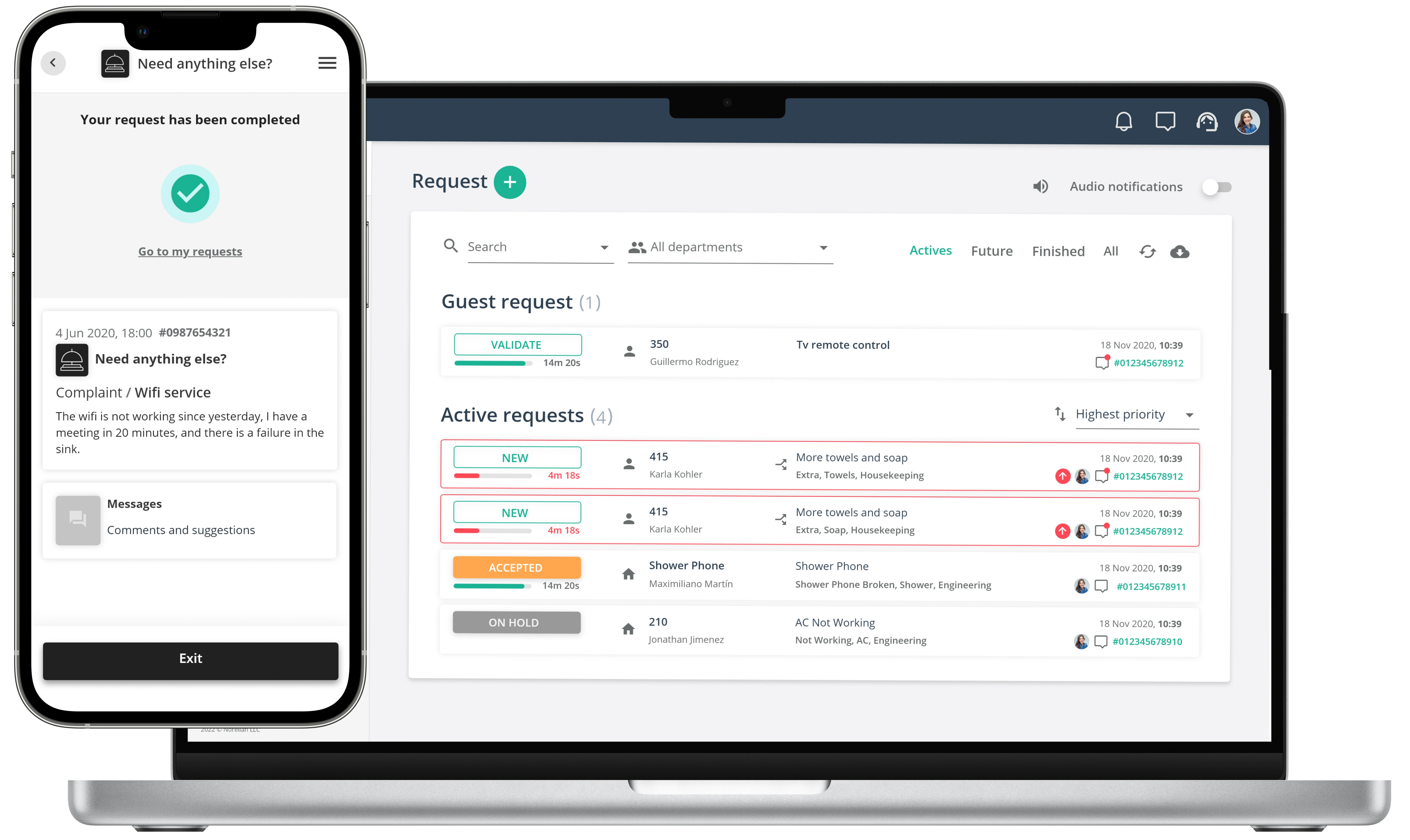 Guest request tracking in GuestApp and request monitoring